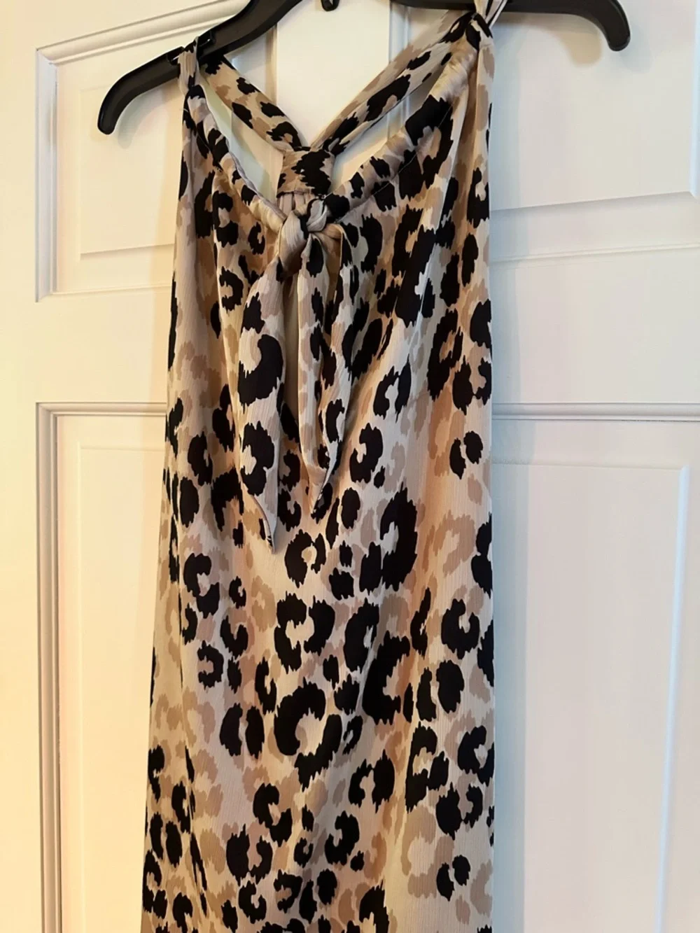TRINA TURK Leopard Print Tie-Neck Dress in Beige and Black NWT - Picture 6 of 6